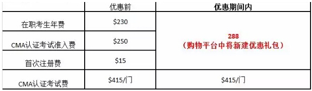 2017年7月CMA考试优惠价格